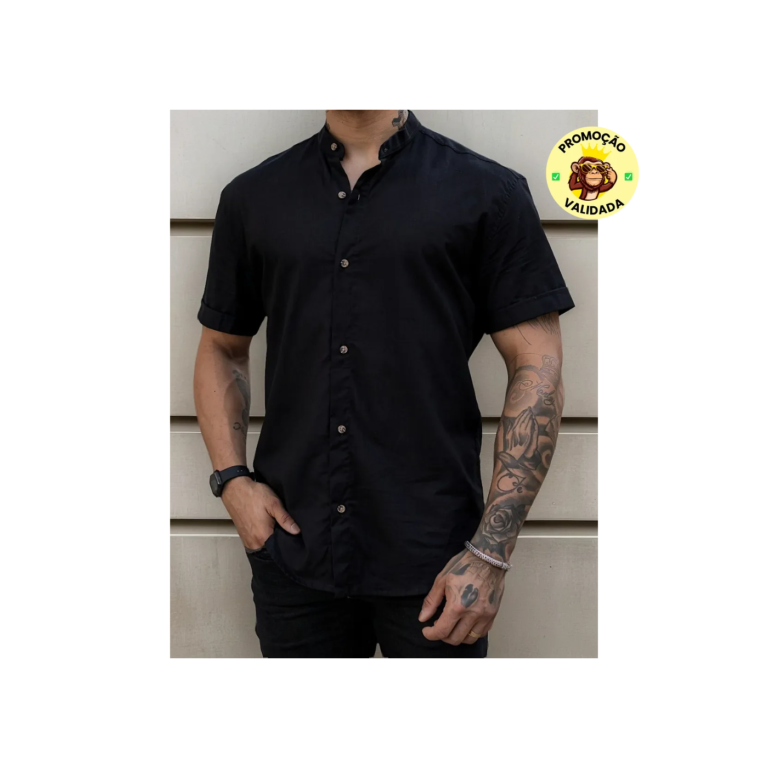 Camisa Manga Curta Gola Padre Masculina Festa Trabalho