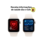 Apple Watch SE GPS • Caixa estelar de alumínio – 40 mm • Pulseira esportiva estelar – P/M