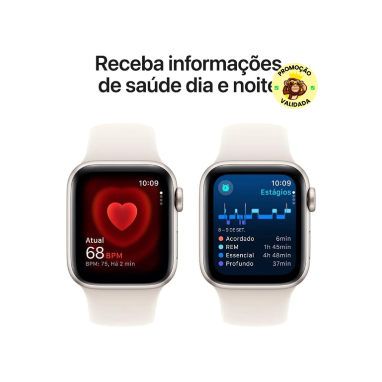 Apple Watch SE GPS • Caixa estelar de alumínio – 40 mm • Pulseira esportiva estelar – P/M