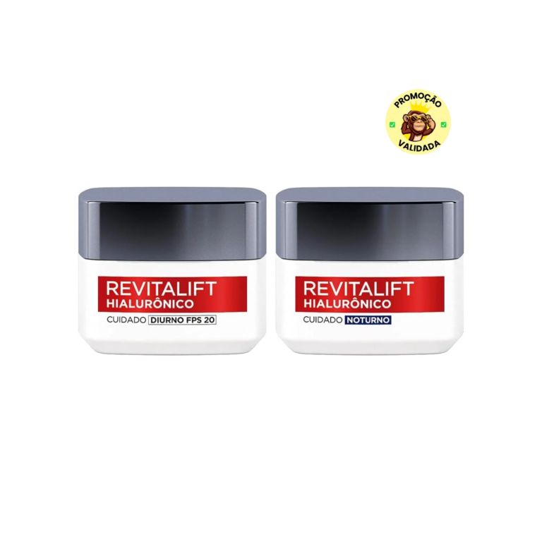 Kit Creme Facial Anti-idade L'Oréal Paris Revitalift Hialurônico Noturno + Diurno FPS 20, 49g