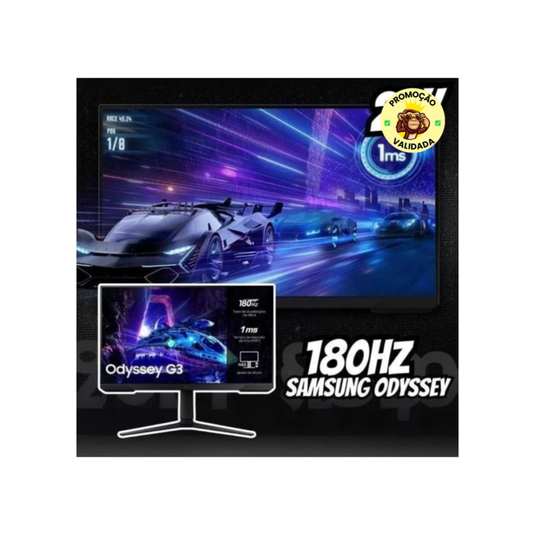 Monitor Gamer Samsung Odyssey G3, 27, 180Hz, 1ms,Ajuste de Altura,Freesync,DP,HDMI,FHD, preto