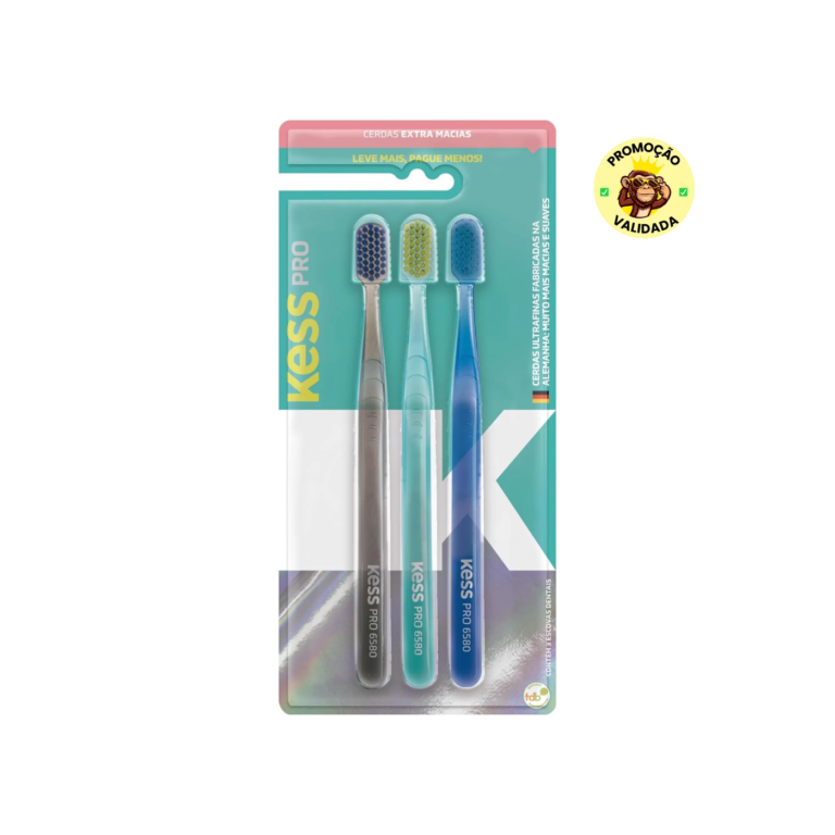 KESS Pack com 3 Escovas Dentais Pro Extra Macias Multicolorido