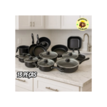 Conjunto Panelas 13 Peças Teflon Antiaderente Tampa De Vidro Cor Preto