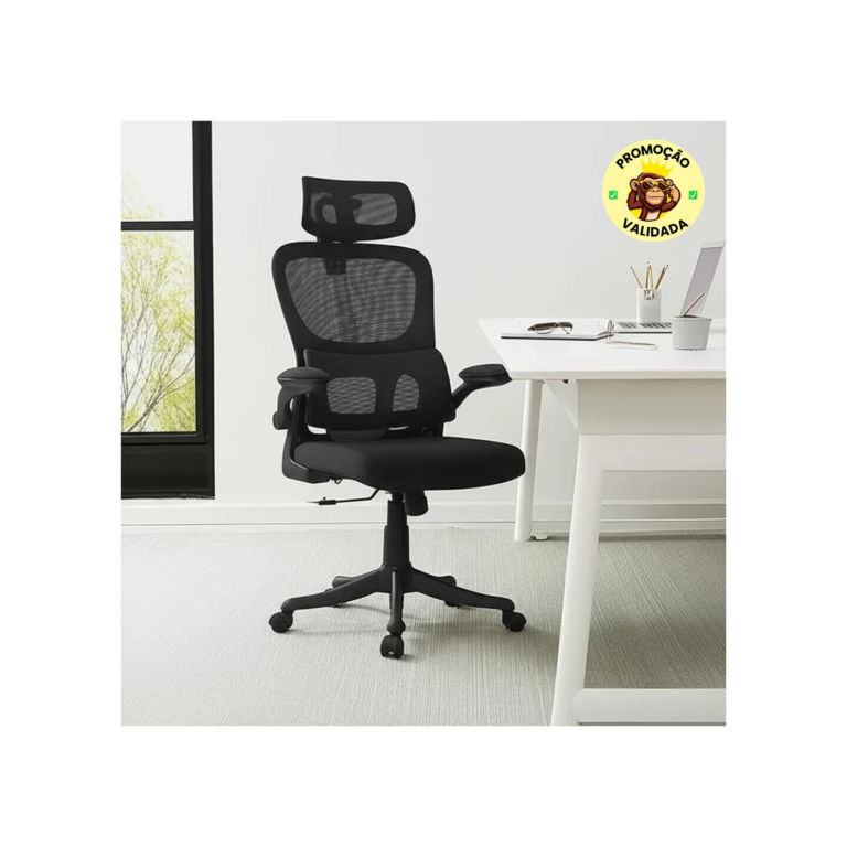 Cadeira Escritório Ergonômica B500 Luvinco Cor Preto Com Suporte Lombar Estofado Mesh
