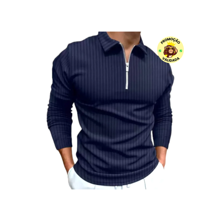 Camiseta Polo Manga Longa Com Zíper Lançamento