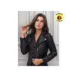 Jaqueta Feminina Couro Fake Courino Jaquetinha Biker Preta