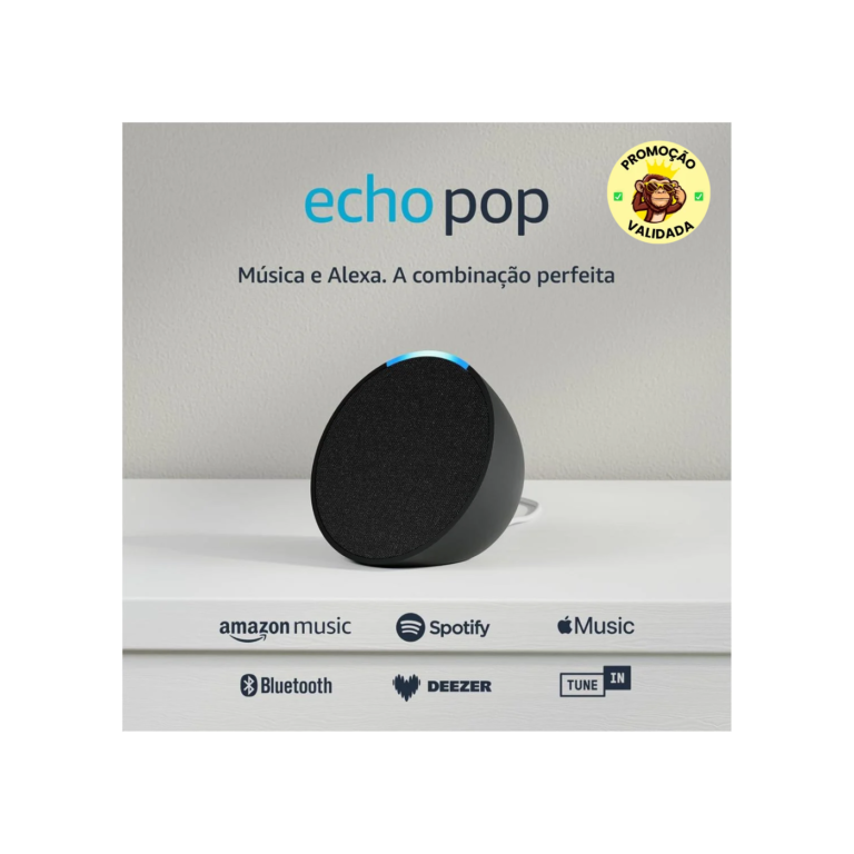 Echo Pop (Última geração) | Smart speaker compacto com som envolvente e Alexa | Cor Preta