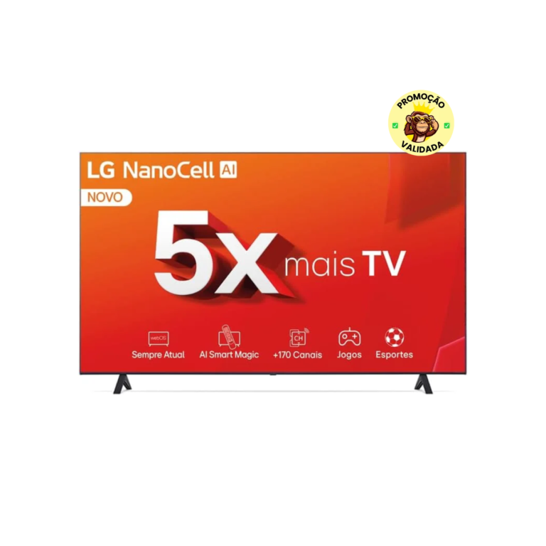 Smart TV 4K 75 LG NanoCell 75NANO80T Processador α5 Ger7 AI Hub de Esportes Alexa/Chromecast integrado webOS 24 Controle Smart Magic