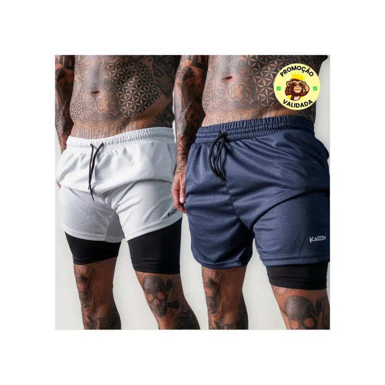 Kit 2 Shorts 2 Em 1 Masculino Dryfit Academia