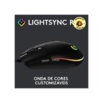 Mouse Gamer Logitech G203 LIGHTSYNC RGB, Efeito de Ondas de Cores, 6 Botões Programáveis e Até 8.000 DPI - Preto