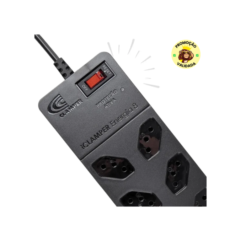 Filtro de Linha com Protetor de Surto DPS iCLAMPER Energia 8 Tomadas 3 Pinos 10 Amperes com Tecnologia LCF Anti Raio Cor Preto