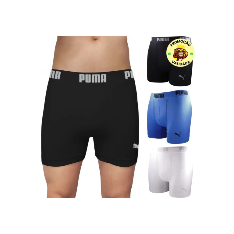 Kit 3 Cueca Boxer Puma Respirável Cós 40m Masculino Original