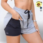 Short Duplo Compreensão Academia Feminino
