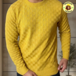 Suéter Masculino Lã Tricot Manga Longa Xadrez