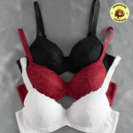 Kit 3 Sutiãs Bojo Rendado Alça Reforçada