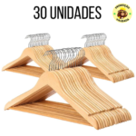 30 Cabides de Madeira Marfim com Gancho Cromado