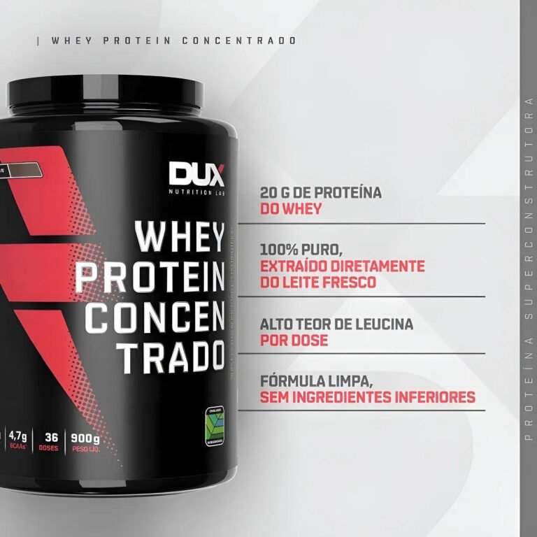 Whey Protein Concentrado Pote (900g) Dux Nutrition Sabor Chocolate