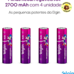 Pilha Recarregável AA 2700mAh Elgin - 4 Unidades