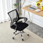 Cadeira de Escritório Giratória Confortável Preta