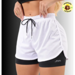Short Duplo Compreensão Fitness Bermuda Academia Feminino