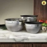 Kit Bowls Inox com Tampa Plástica 3 Unidades