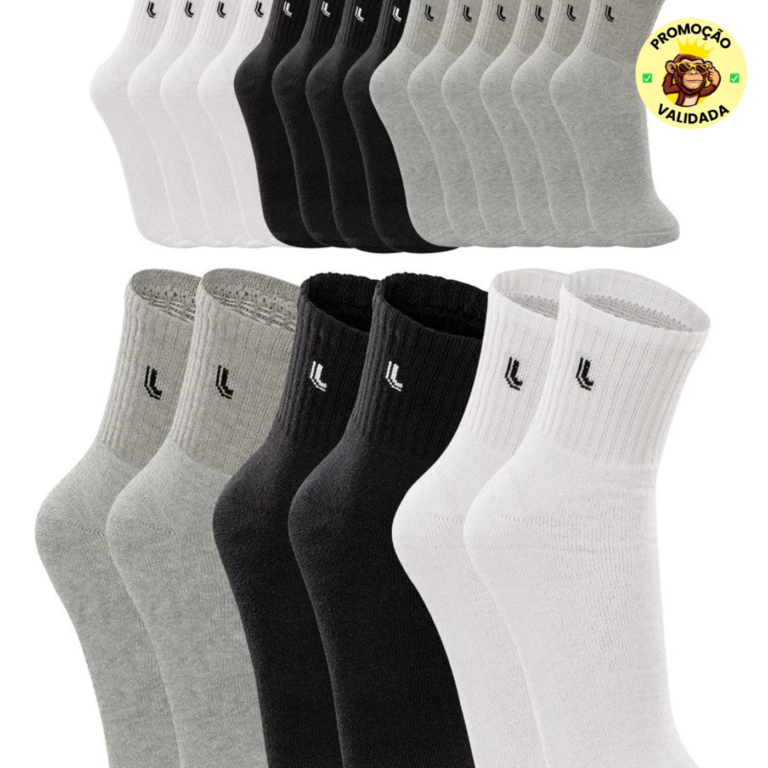 Kit 10 Pares Meias Lupo Masculina Cano Médio