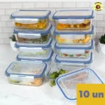 Kit 10 Potes Vidro Herméticos 640ml Rishon