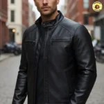Jaqueta de Couro Masculina Slim Resistente
