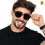 Óculos De Sol Masculino Redondo Moderno