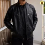 Jaqueta de Couro Masculina Impermeável