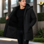 Sobretudo Masculino Jaqueta Puffer com Capuz