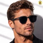 Óculos de Sol Masculino Unissex Hexagonal Preto