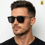 Óculos Sol Quadrado Masculino Preto Lente Preta