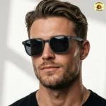 Óculos Hexagonal UV400 Acetato Preto Fosco