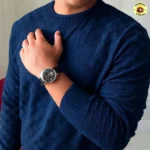 Suéter Masculino Lã Tricot Xadrez Manga Longa