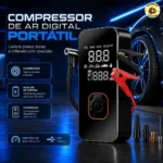 Bomba Elétrica Portátil Digital Pneu Preto