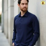 Camisa Social Masculina Slim Fit Azul-marinho GG