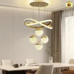 Lustre Teto Led Pendente Moderno Dourado