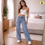 Calça Cargo Feminina Wide Leg Jeans Stillger
