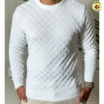 Suéter Masculino Lã Tricot Manga Longa Xadrez