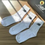 Kit 3 Pares Meias New Balance Cano Longo Branco