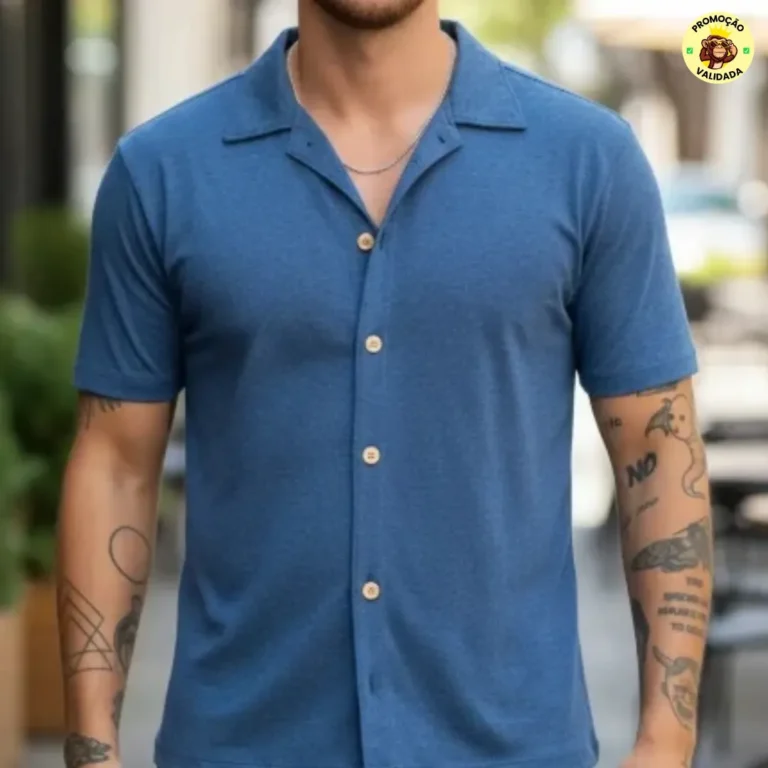 Camisa Slim Eco com Botões de Madeira