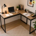 Mesa Escrivaninha Em L Industrial Preta Multiuso
