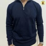 Suéter Masculino Gola V Zíper Tricô Inverno
