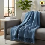 Manta Decorativa Azul Jeans para Sofá