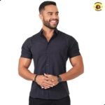 Camisa Social Masculina Slim Manga Curta Gola Italiana