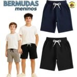 Bermuda Juvenil Meninos Kit 2 Básicas Lisas