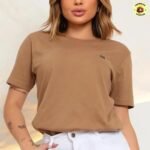 Camiseta Feminina Básica 100% Algodão Manga Curta